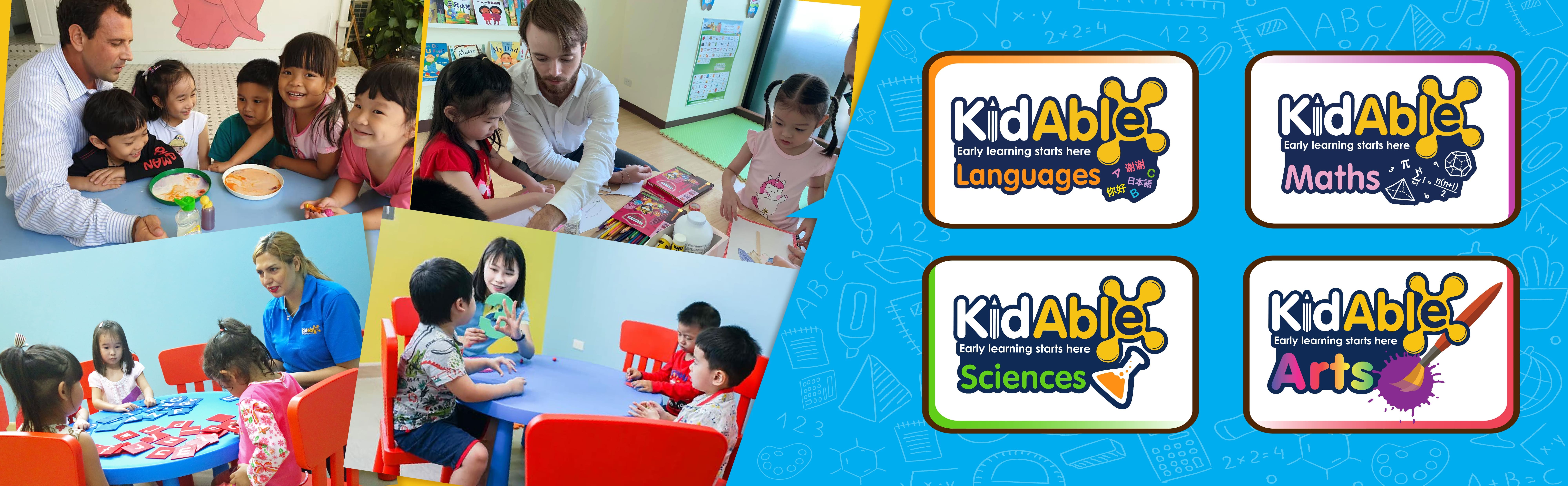 KidAble Franchising Banner - Showcasing KidAble Language, Maths, Sciences, and Arts Programs