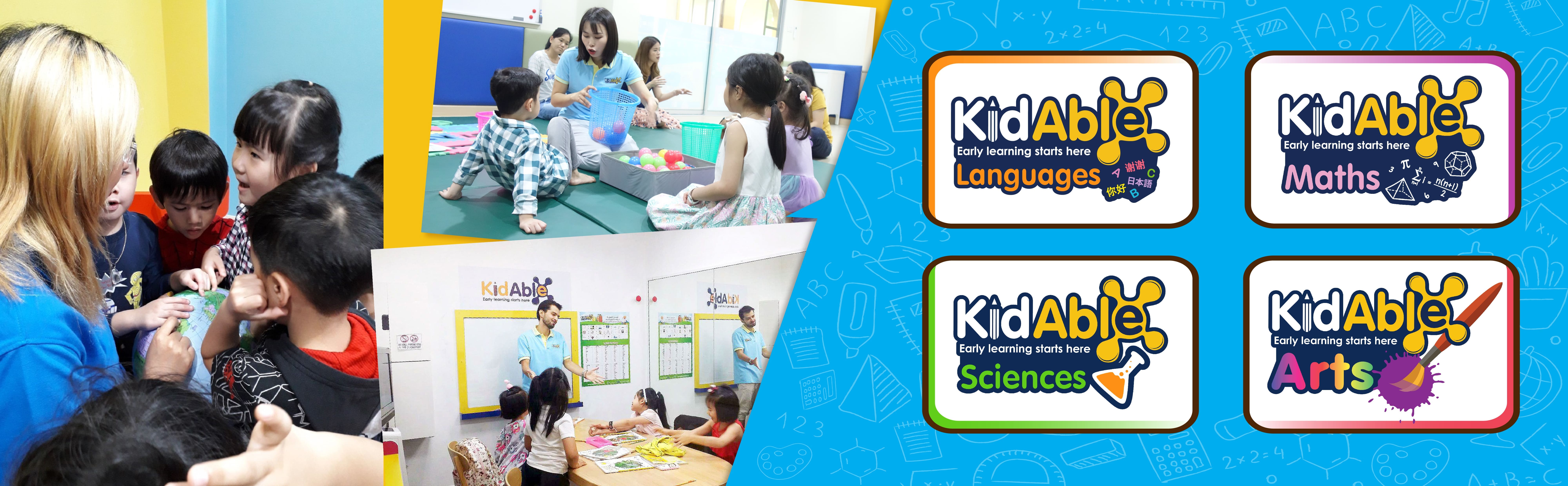 KidAble Franchising Banner - Showcasing KidAble Language, Maths, Sciences, and Arts Programs