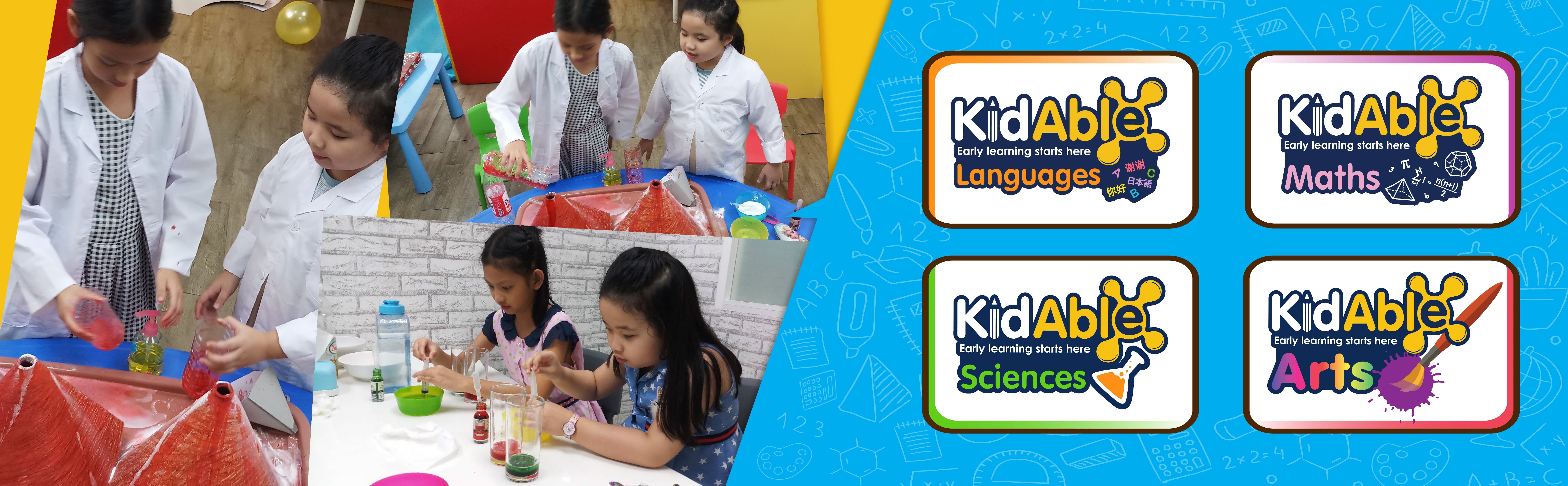 KidAble Franchising Banner - Showcasing KidAble Language, Maths, Sciences, and Arts Programs